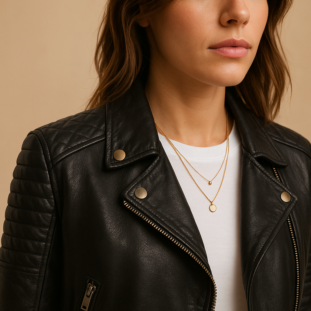 Avalon | Women's Black Faux Leather Jacket with Classic Collar 2