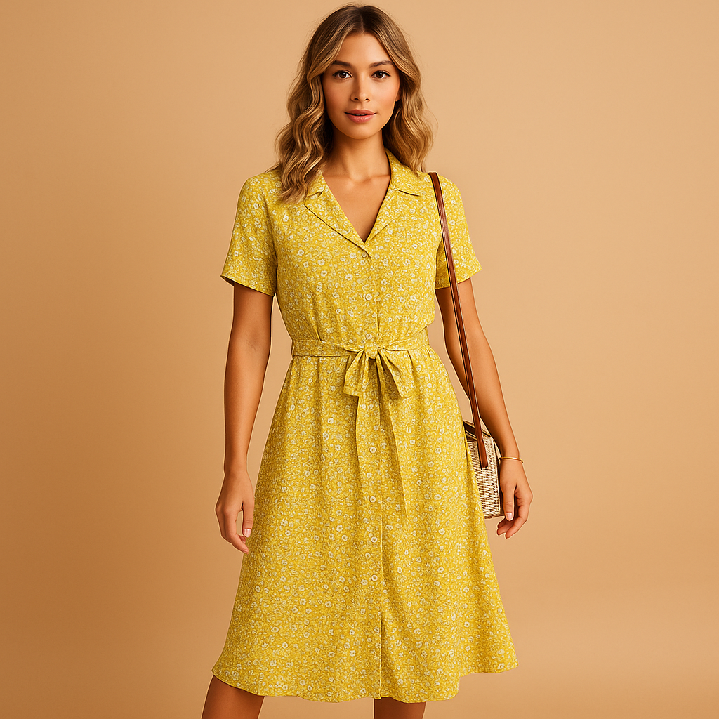 Clara | Women's Summer Floral Midi Dress with Short Sleeves 3
